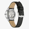 Bulova Classic Bul Mens Automatic Black Leather Strap Watch 96a333