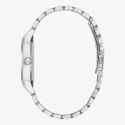 Bulova Classic Mens Diamond Accent Silver Tone Stainless Steel Bracelet Watch 96d151