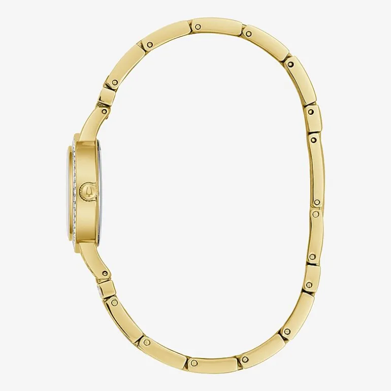 Bulova Crystal Womens Crystal Accent Gold Tone Stainless Steel Bracelet Watch 98l325