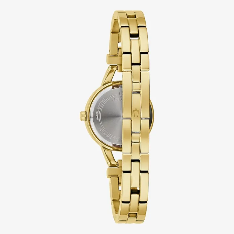 Bulova Crystal Womens Crystal Accent Gold Tone Stainless Steel Bracelet Watch 98l325