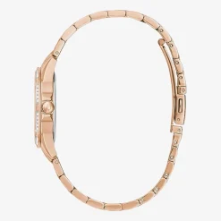 Bulova Crystal Womens Crystal Accent Rose Goldtone Stainless Steel Bracelet Watch 98l303