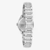 Bulova Crystal Womens Crystal Accent Silver Tone Stainless Steel Bracelet Watch 96l311