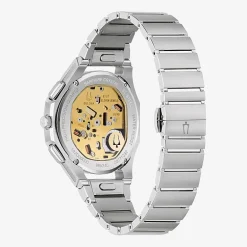 Bulova Curv Mens Chronograph Silver Tone Stainless Steel Bracelet Watch 96k117