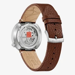 Bulova David And Gladys Wright House Mens Automatic Brown Leather Strap Watch 96b486