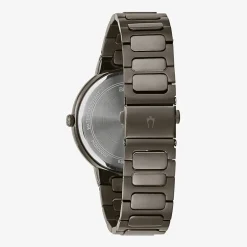 Bulova Diamond Mens Gray Stainless Steel Bracelet Watch 98d162