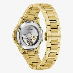 Bulova Diamond Womens Automatic Gold Tone Stainless Steel Bracelet Watch 97p171