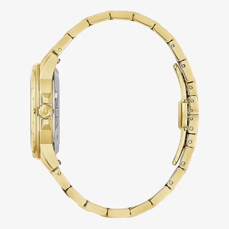 Bulova Diamond Womens Automatic Gold Tone Stainless Steel Bracelet Watch 97p171