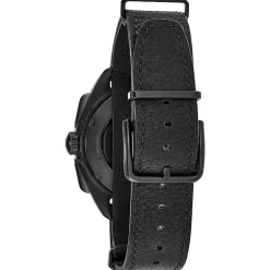 Bulova Lunar Pilot Mens Black Leather Strap Watch 98a186