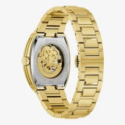 Bulova Maquina Mens Automatic Gold Tone Stainless Steel Bracelet Watch 97a207