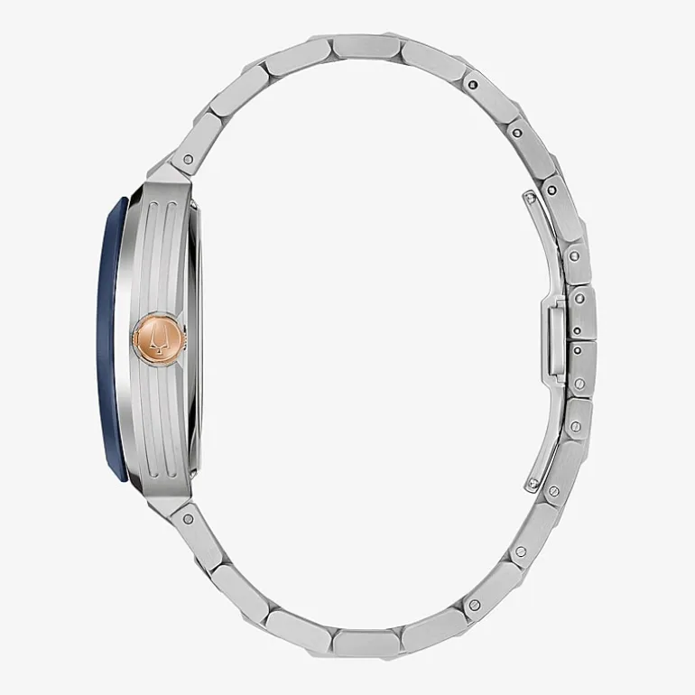 Bulova Maquina Mens Automatic Silver Tone Stainless Steel Bracelet Watch 98a319