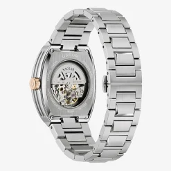 Bulova Maquina Mens Automatic Silver Tone Stainless Steel Bracelet Watch 98a319
