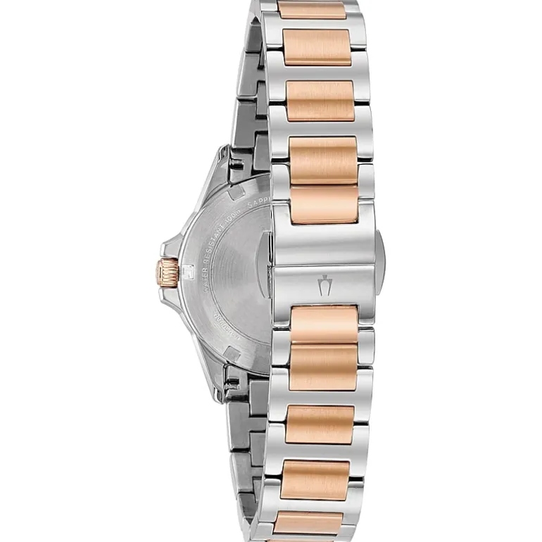 Bulova Marine Star Womens Diamond Accent Two Tone Bracelet Watch 98r234