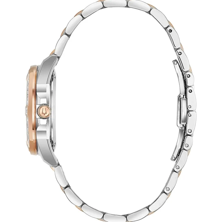 Bulova Marine Star Womens Diamond Accent Two Tone Bracelet Watch 98r234