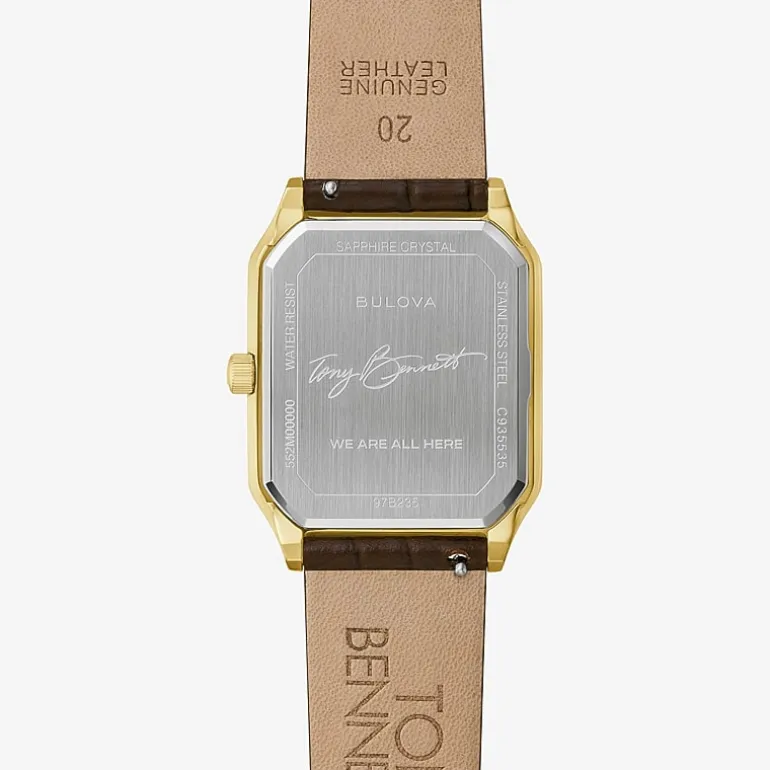 Bulova Mens Brown Leather Strap Watch 97b235