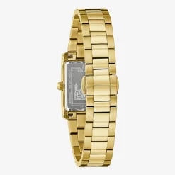 Bulova Our Lady Of Guadalupe / Nuestra Señora De Guadalupe Womens Diamond Accent Gold Tone Stainless Steel Bracelet Watch 97p169