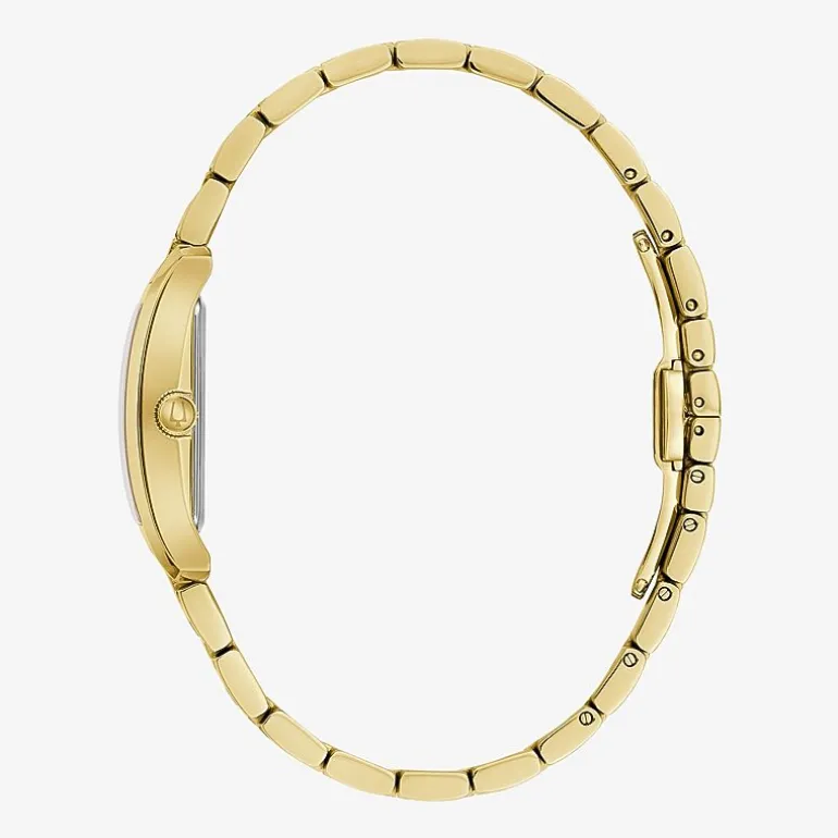 Bulova Our Lady Of Guadalupe / Nuestra Señora De Guadalupe Womens Diamond Accent Gold Tone Stainless Steel Bracelet Watch 97p169