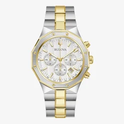 Bulova Prestige Mens Chronograph Two Tone Stainless Steel Bracelet Watch 98b450