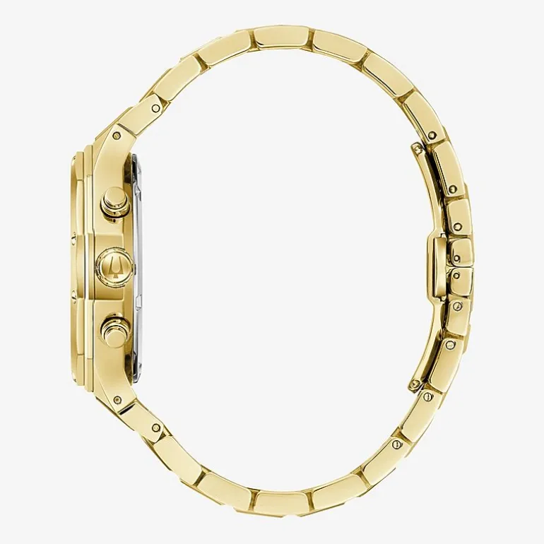 Bulova Prestige Mens Chronograph Gold Tone Stainless Steel Bracelet Watch 97b232