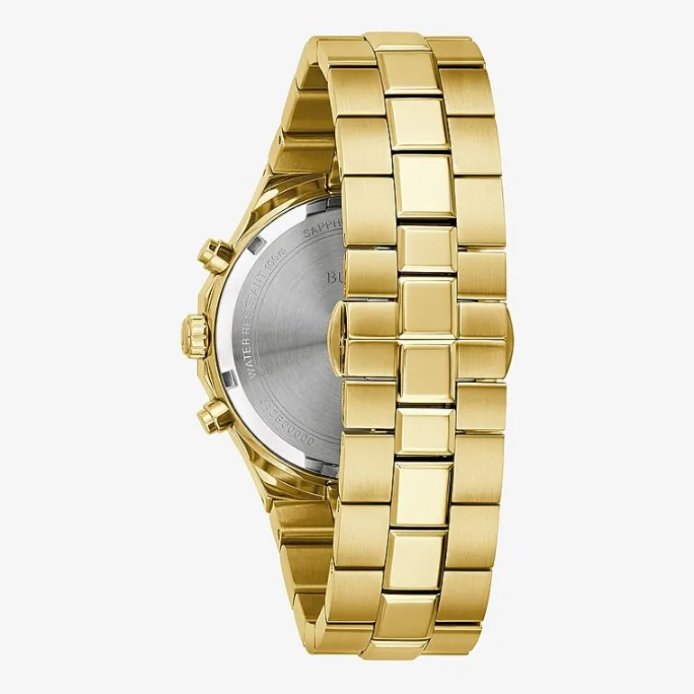 Bulova Prestige Mens Chronograph Gold Tone Stainless Steel Bracelet Watch 97b232