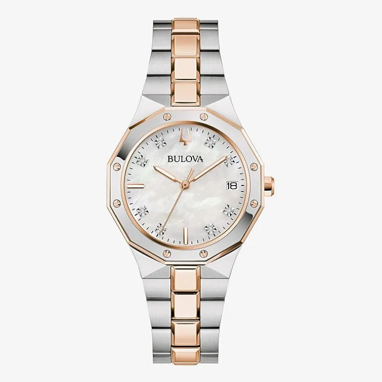 Bulova PrestigeN Womens Two Tone Stainless Steel Bracelet Watch 98p235