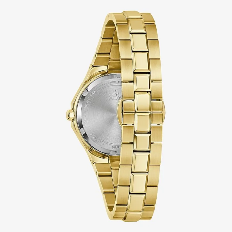 Bulova Prestige Womens Gold Tone Stainless Steel Bracelet Watch 97m119