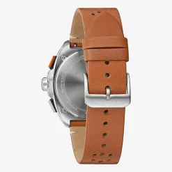 Bulova Racer Mens Chronograph Brown Leather Strap Watch 98b427