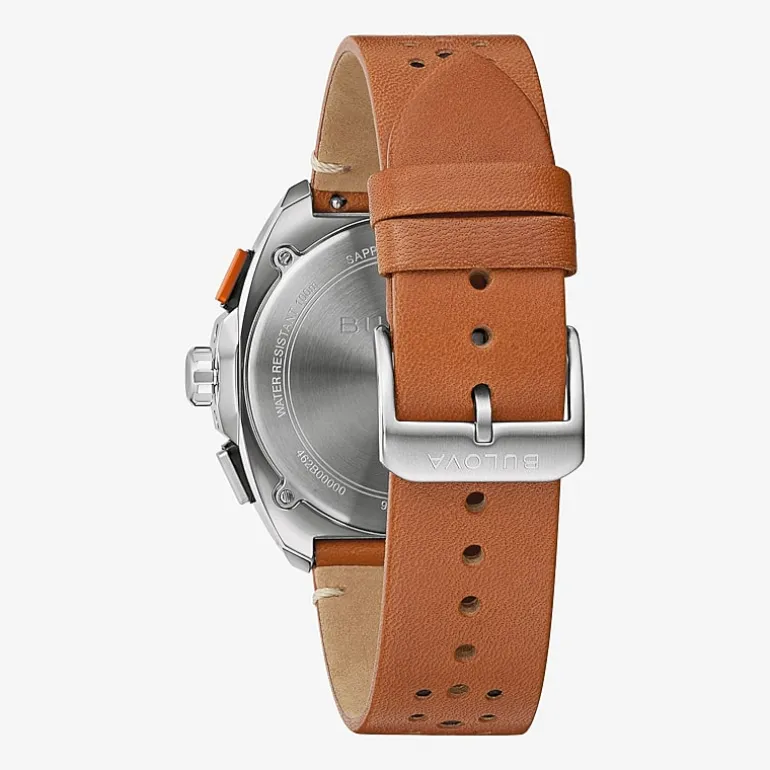 Bulova Racer Mens Chronograph Brown Leather Strap Watch 98b427