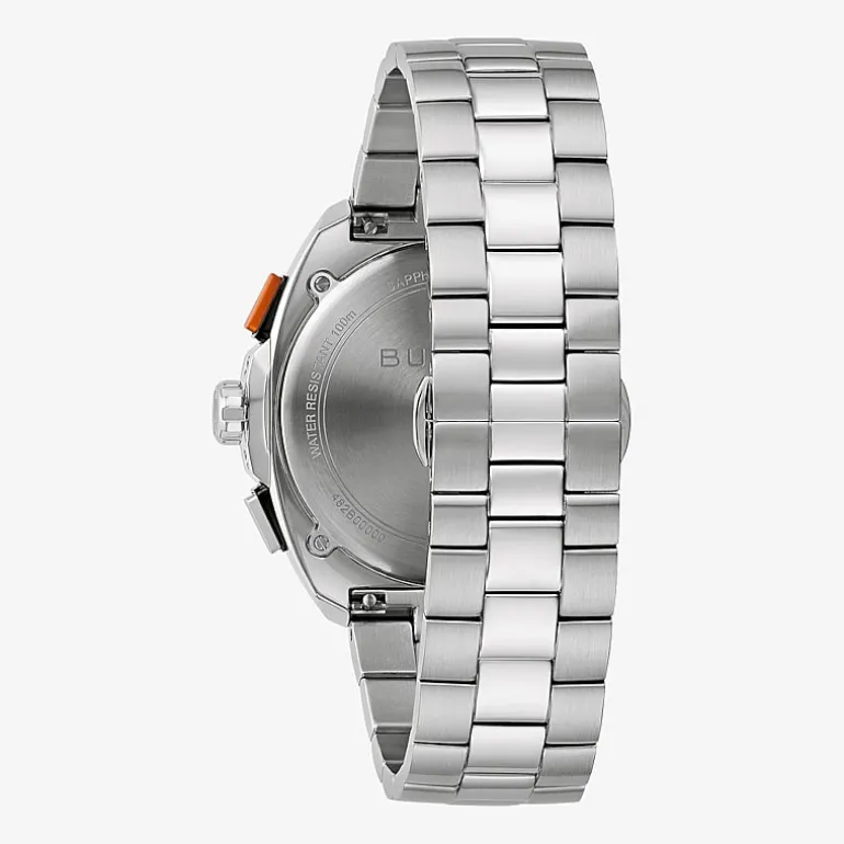 Bulova Racer Mens Chronograph Silver Tone Stainless Steel Bracelet Watch 98b432