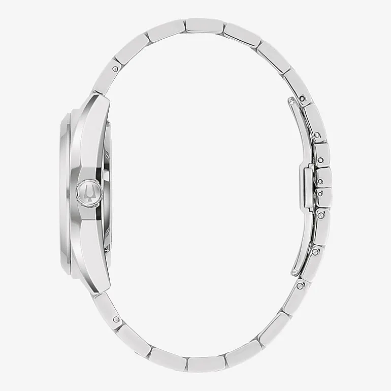 Bulova Surveyor Mens Automatic Silver Tone Stainless Steel Bracelet Watch 96b436