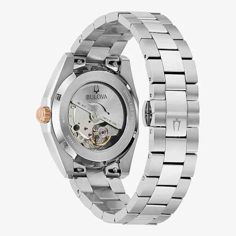 Bulova Surveyor Mens Automatic Silver Tone Stainless Steel Bracelet Watch 98b422