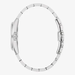 Bulova Surveyor Womens Diamond Accent Silver Tone Stainless Steel Bracelet Watch 96p229