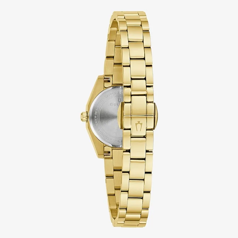 Bulova Surveyor Womens Gold Tone Stainless Steel Bracelet Watch 97l187