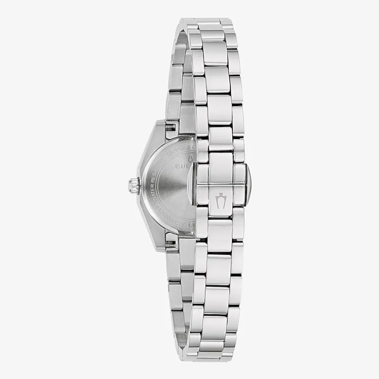 Bulova Surveyor Womens Silver Tone Stainless Steel Bracelet Watch 96l345