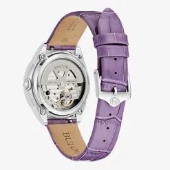 Bulova Sutton Womens Automatic Purple Leather Strap Watch 96l339