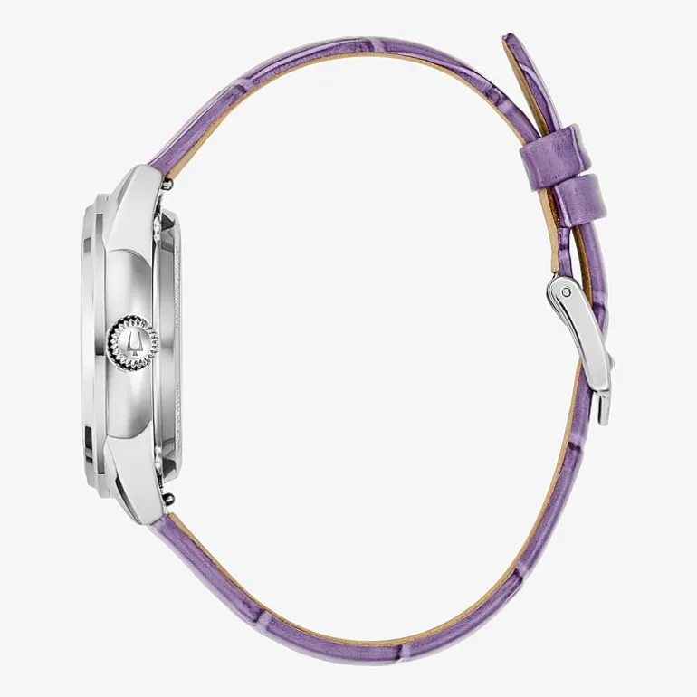 Bulova Sutton Womens Automatic Purple Leather Strap Watch 96l339