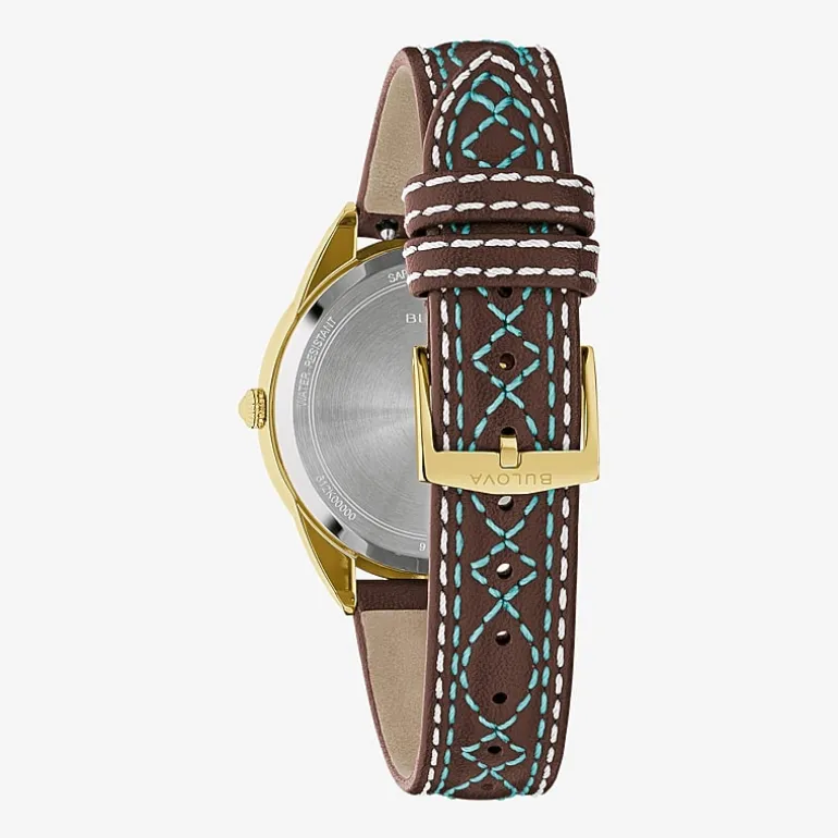 Bulova Sutton Womens Brown Leather Strap Watch 97l203