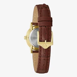 Bulova Sutton Womens Diamond Accent Brown Leather Strap Watch 97p170