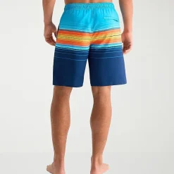 Burnside Mens Drawstring Waist 8" Striped Swim Trunks