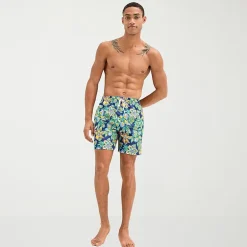 Burnside Mens Drawstring Waist 6" Floral Swim Trunks