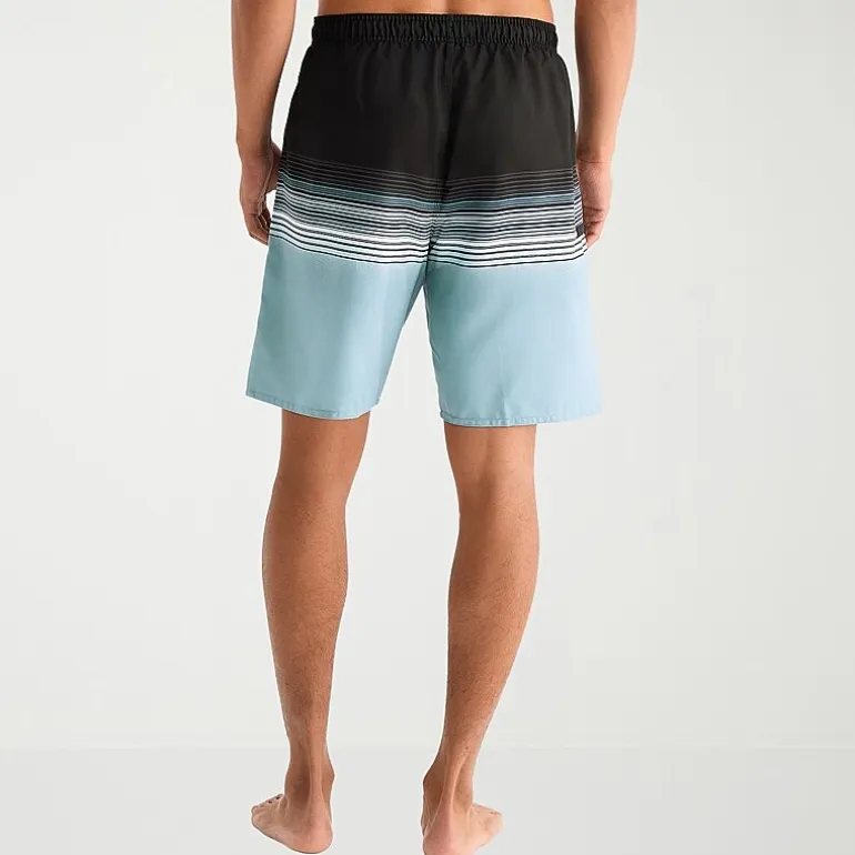 Burnside Mens Drawstring Waist 8" Striped Swim Trunks