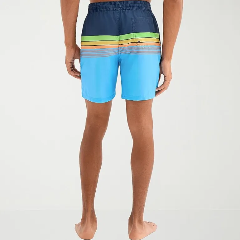 Burnside Mens Drawstring Waist 6" Striped Swim Trunks