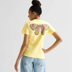 Butterfly Keep Going Boyfriend Tee Womens Juniors Crew Neck Short Sleeve Regular Fit Graphic T-Shirt
