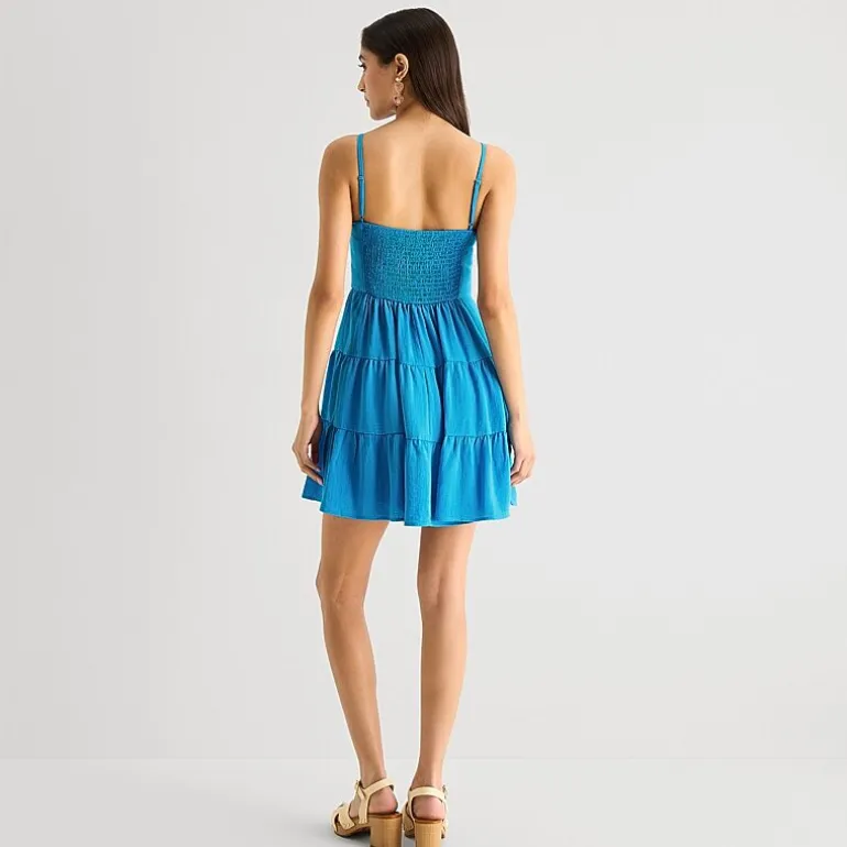 by&by Womens Juniors Sweetheart Neck Sleeveless Fit + Flare Dress