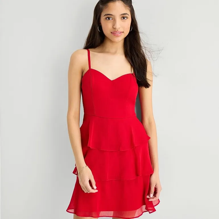 by&by Womens Juniors Sweetheart Neck Sleeveless Fit + Flare Dress