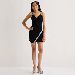 by&by Womens Juniors V Neck Short Sleeve Bodycon Dress