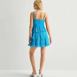 by&by Womens Juniors V Neck Short Sleeve Fit + Flare Dress