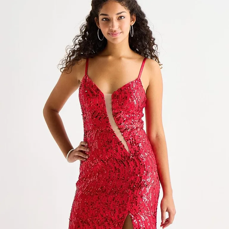 by&by Womens Juniors V Neck Sleeveless Beaded Sequin Bodycon Dress