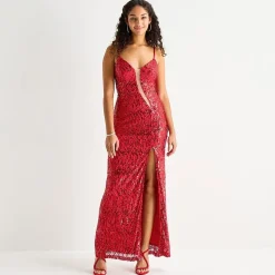by&by Womens Juniors V Neck Sleeveless Beaded Sequin Bodycon Dress
