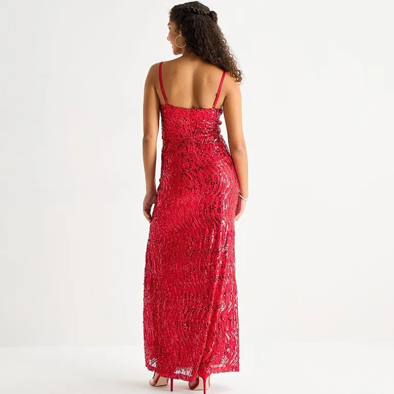 by&by Womens Juniors V Neck Sleeveless Beaded Sequin Bodycon Dress