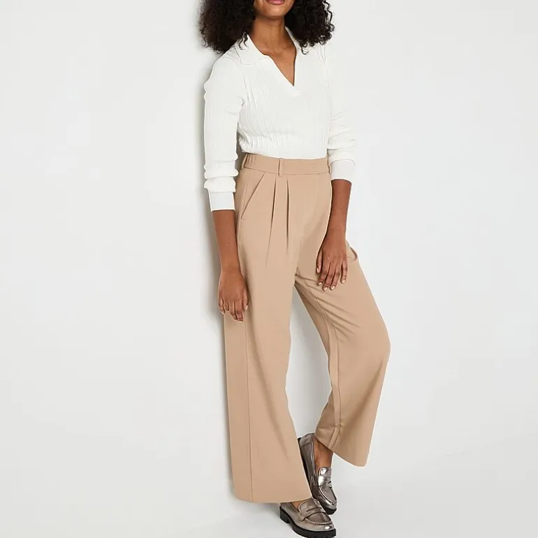 by&by Womens Juniors Wide Leg High Rise Trouser